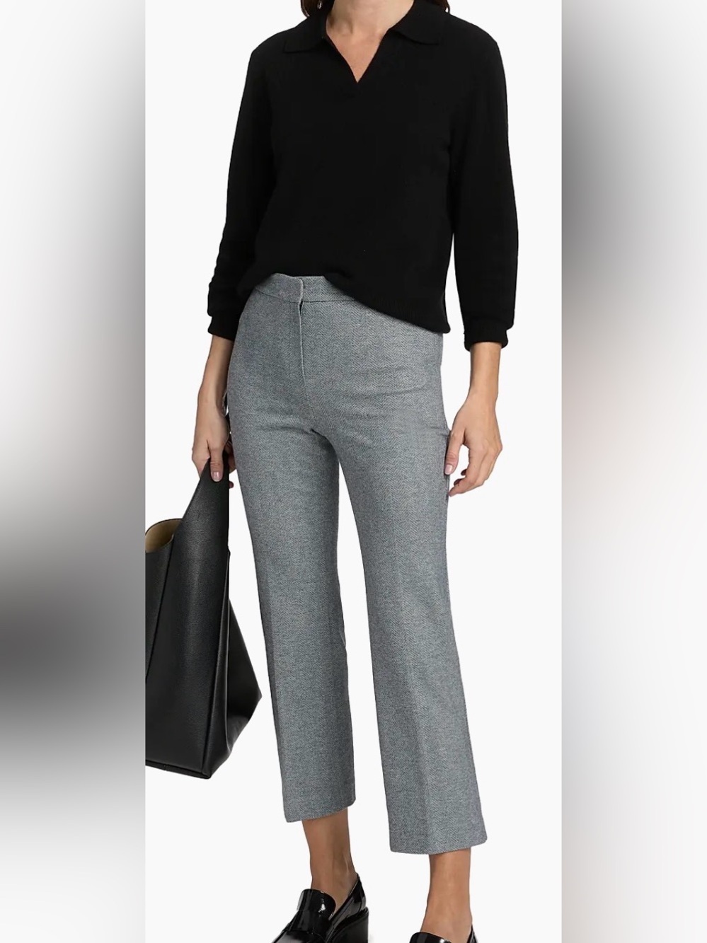 Theory Kick Pant in Herringbone Knit | color: navy melange | size: 10